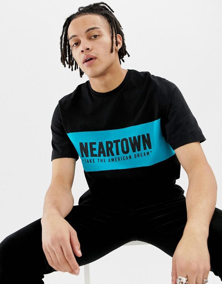 Pull & Bear T-shirt With Slogan Print In Blue - Blue
