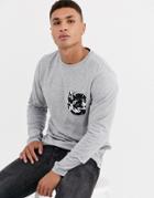 Threadbare Lightweight Sweatshirt With Printed Pocket-gray