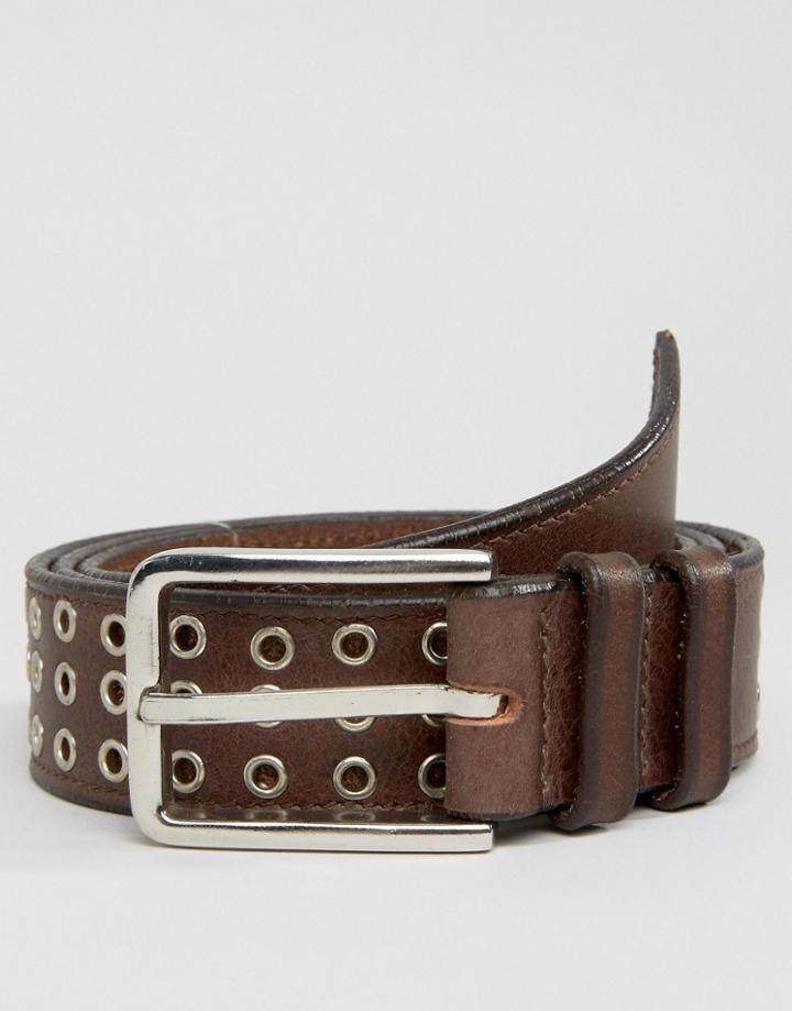 Systvm Studded Leather Belt - Brown