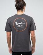Brixton Wheeler T-shirt With Logo Back Print - Black