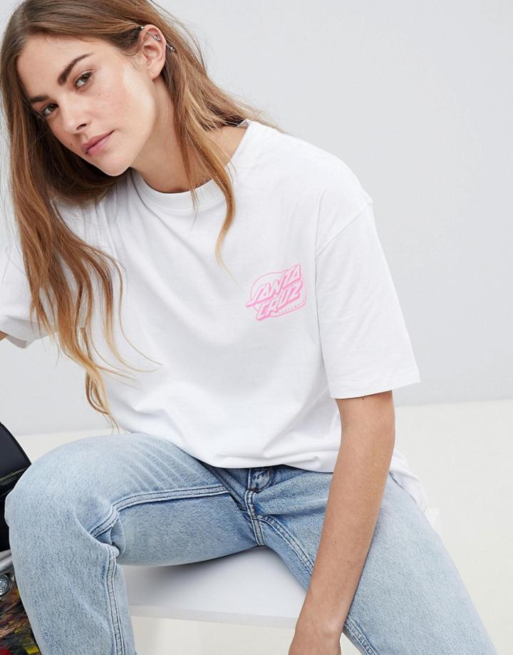 Santa Cruz Boyfriend T-shirt With Oval Back Logo - White