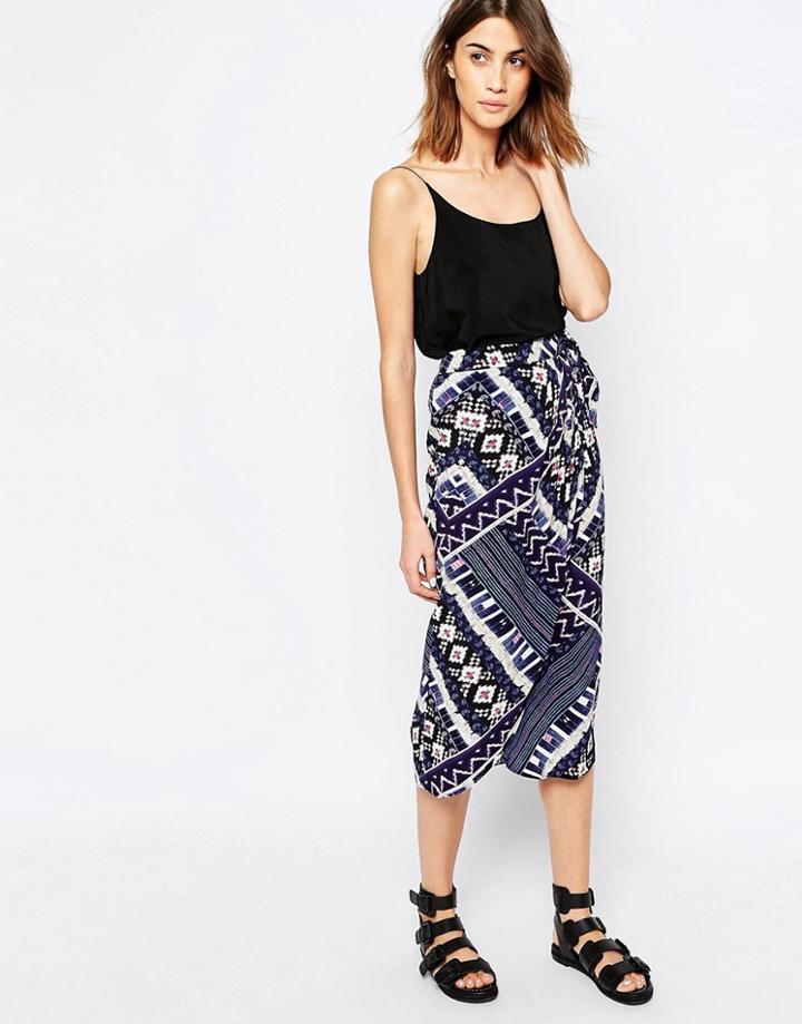 Warehouse Patchwork Print Wrap Skirt - Multi
