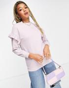 Influence Frill Sleeve Sweater In Lilac-purple