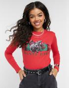 Topshop Banff Park Long Sleeve T-shirt In Red-brown