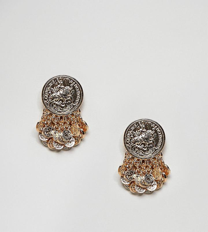 Asos Design Coin Shower Earrings - Gold