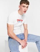 Asos Design T-shirt In White Organic Cotton With Brooklyn City Print
