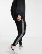 River Island Dogtooth Check Sweatpants In Black-white