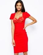 Hybrid Pencil Dress With Sweetheart Neck - Red $64.75