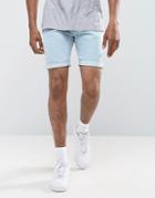 Liquor & Poker Relaxed Denim Stone Wash Shorts - Blue