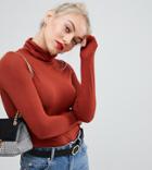 New Look Petite Roll Neck Top In Rust - Red