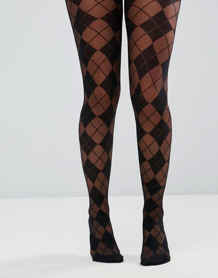 Asos Argyle Tights - Black