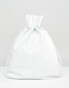 Asos Leather Drawstring Backpack - White
