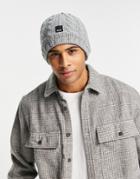 Bench Cable Knitted Beanie Hat In Gray