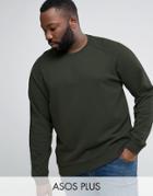 Asos Plus Sweatshirt In Khaki - Green