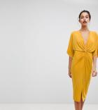 Outrageous Fortune Knot Front Jersey Midi Dress - Yellow