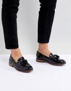 H By Hudson Leather Tassle Flat Shoes-black