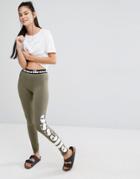 Ellesse Leggings With Side Logo Print - Khaki