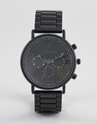 Asos Design Bracelet Watch In Matte Black With Roman Numerals - Silver