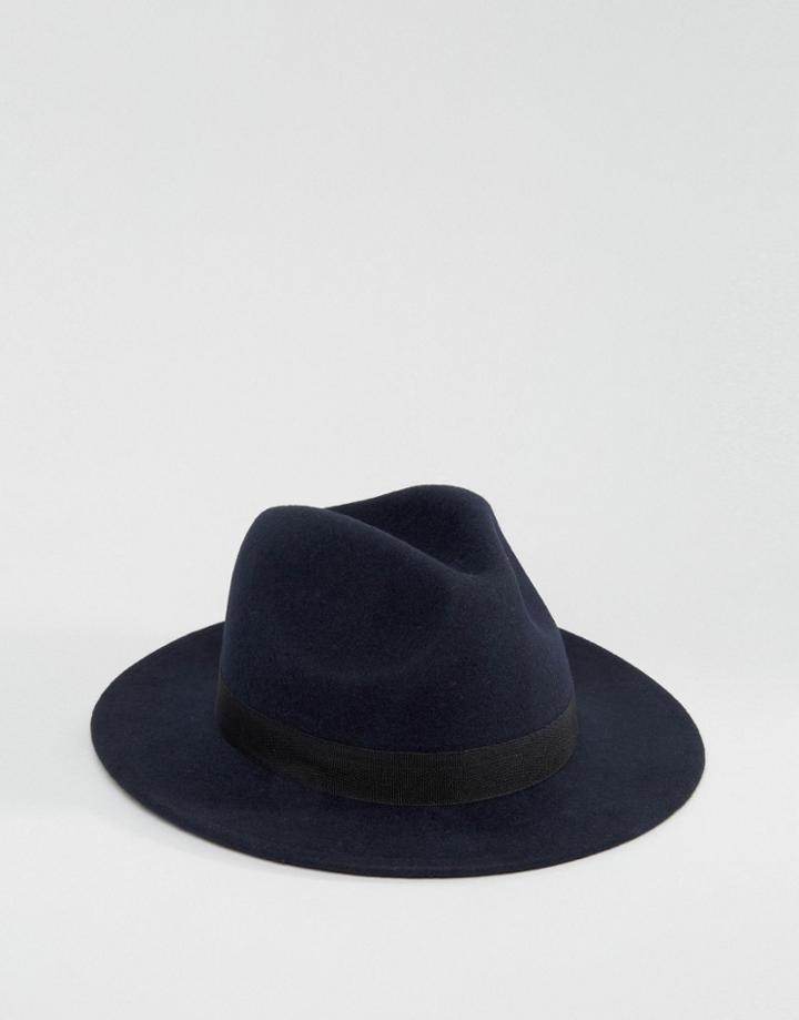 Asos Fedora In Navy - Blue