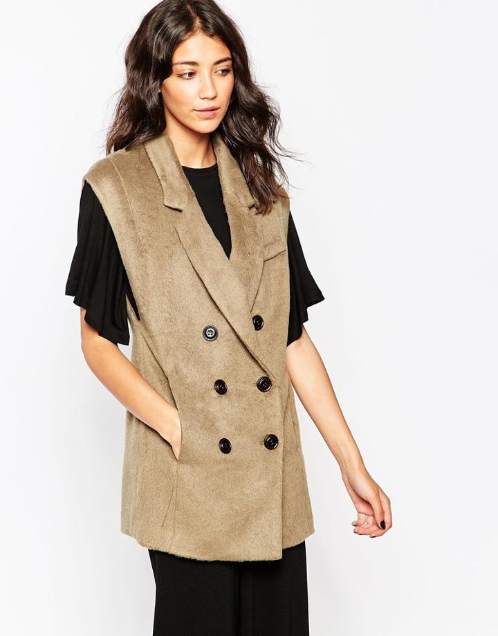 Jovonna Viva Sleeveless Coat - Khaki