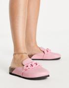 Asos Design Marlon Chain Flat Mules In Pink