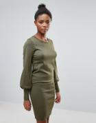 Vila Sweater Dress With Flared Sleeve - Green