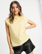Asos Design Boxy Sleeveless T-shirt In Straw-yellow