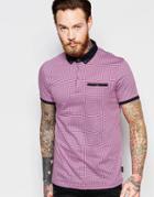 Ted Baker Polo Shirt With All Over Geo Print - Pink