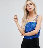 Asos Petite Cami In Scatter Embellishment With Multi Straps - Blue