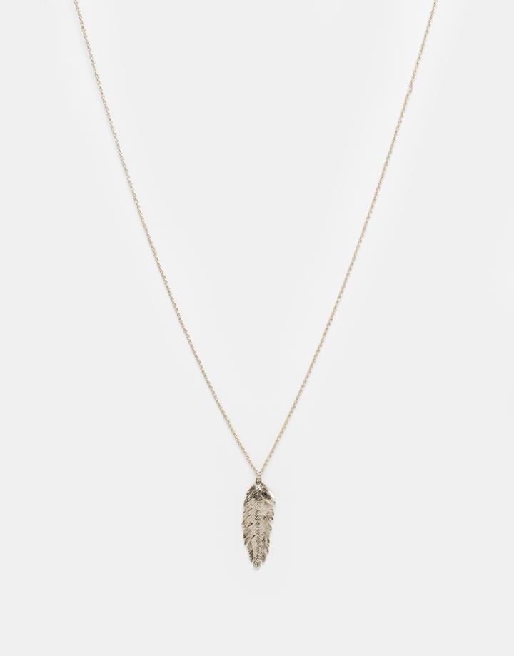 Oasis Feather Pendant Necklace - Gold