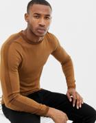 River Island Muscle Fit Sweater In Bronze - Gold