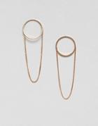 Nylon Hoop And Chain Earrings - Gold