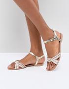 Head Over Heels By Dune Loaki Twist Strap Flat Sandals - Gold