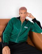 Mennace Track Jacket In Green Terry With Side Stripe And Piping - Part Of A Set