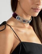 Asos Premium Jewel Choker Necklace With Velvet Tie - Multi