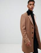 French Connection Premium Wool Rich Overcoat With Velvet Collar