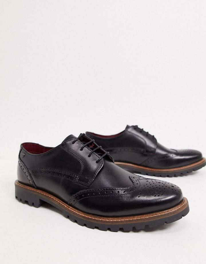 Base London Grundy Lace Up Shoes In Black Leather