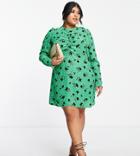Nobody's Child Plus Ruched Mini Dress In Green Floral Print