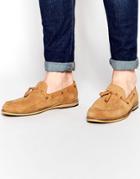 Frank Wright Suede Tassel Loafers In Tan - Tan