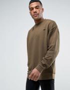Asos Oversized Distressed Sweatshirt In Khaki - Green