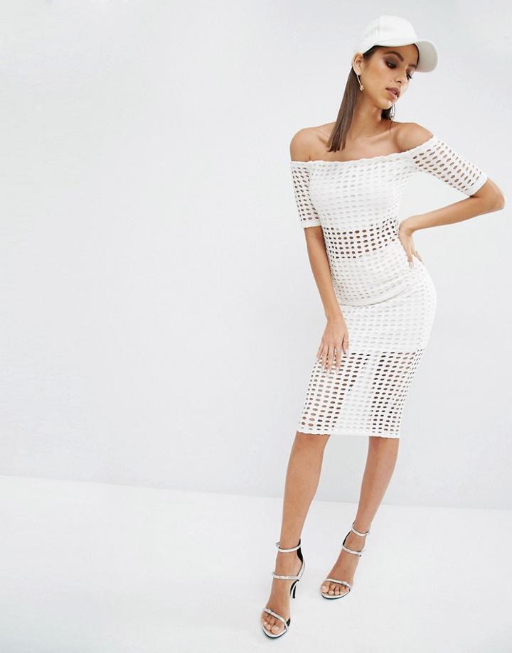 Kendall + Kylie Laser Cut Skirt - White