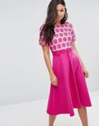 Asos Overlay Lace Midi Dress With Scuba Skirt - Pink