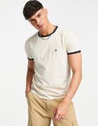 French Connection Ringer T-shirt In Stone-neutral