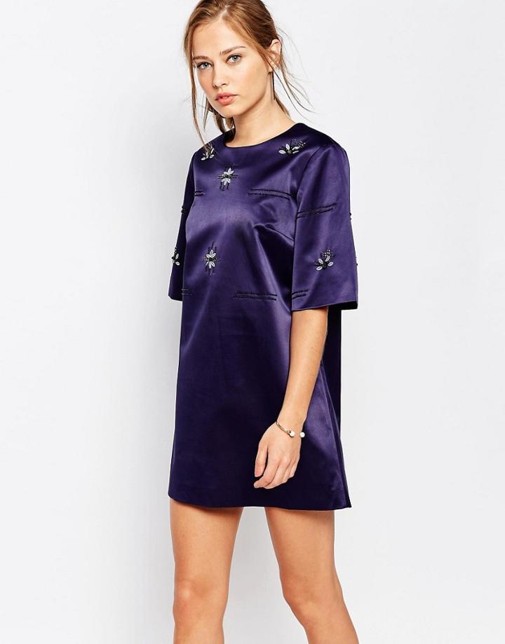 Keepsake Embellished Tunic Dress - Navy