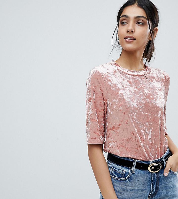 Vero Moda Tall Velvet Top - Pink