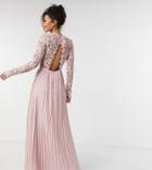 Chi Chi London Tall Lace Maxi Dress With Scalloped Back In Pink