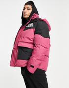 Asos Design Puffer Jacket With Contrast Panels In Pink