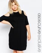 Asos Curve T-shirt Dress With Cold Shoulder - Black