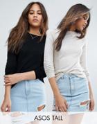 Asos Tall Sweater With Crew Neck And Panel Detail 2 Pack - Multi