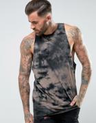 Asos Racer Back Tank With Dropped Armhole And Tie-dye - Black